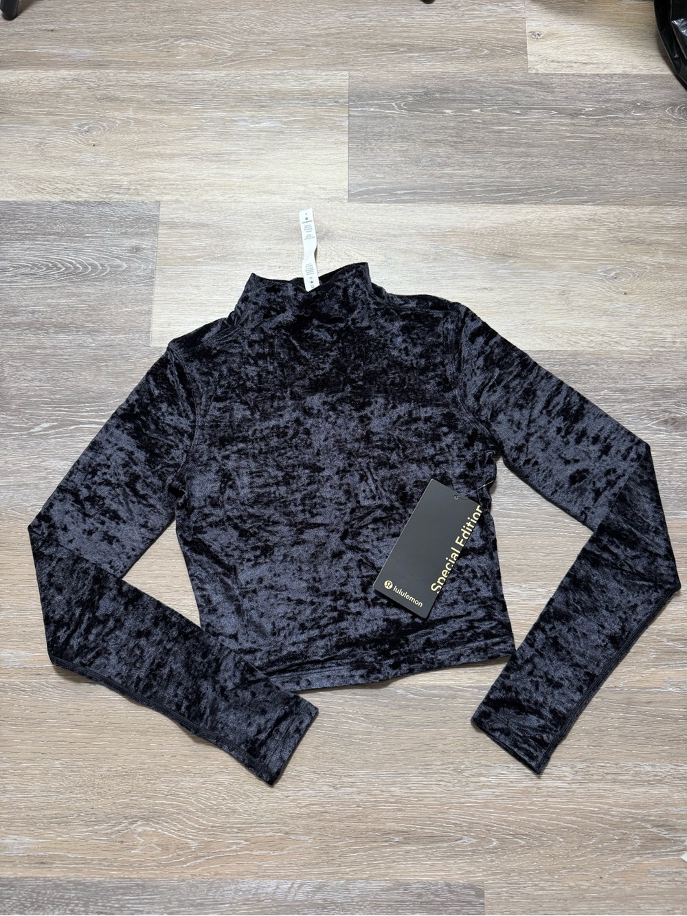 Lululemon All Aligned Mock Neck Long Sleeve *Crushed Velvet Black